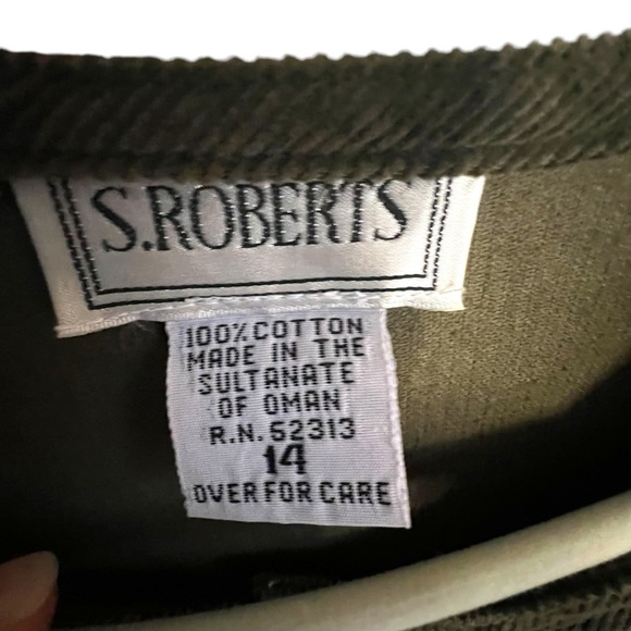 Vintage 90s S. Roberts Brown Corduroy Button Down Long Sleeve Maxi Dress SZ L - Picture 6 of 7